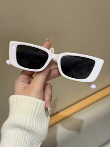 1/2/3 piezas Gafas con marco de plástico retro con diseño geométrico para uso al aire libre y viajes, accesorios de moda decorativos, accesorios de playa para mujeres, gafas, ropa básica de otoño e invierno para mujeres, cadena de regalo casual de negocios, vestido elegante, adecuado para vacaciones en la playa, al aire libre, viajes