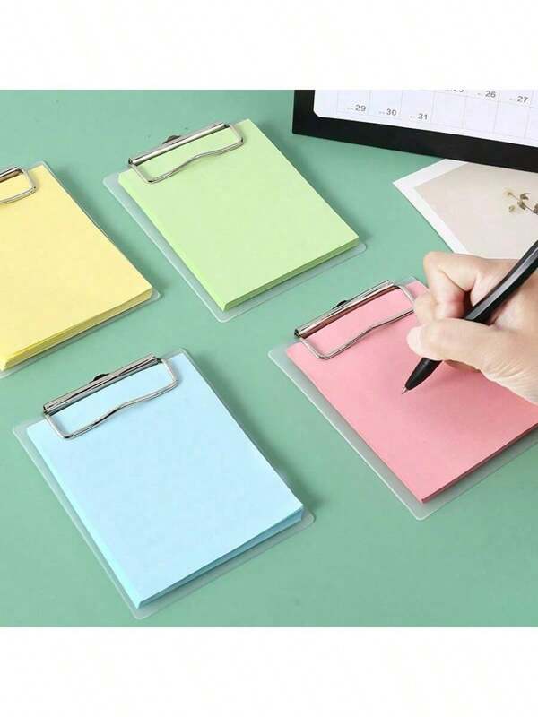 Solid Color Memo Pad With Mini Clipboard, Simple Portable Multi-Purpose Note Pad For Student, Office Back To School
