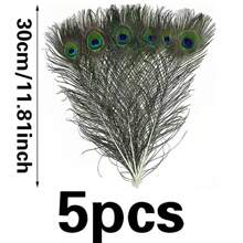 5pcs 12 Inch Natural Peacock Feathers, Suitable For Vase Filler, Home Decor Accents, Ideal For DIY Crafts, Wedding Decoration, Home And Party Embellishment, Floral Arrangement, Party Decorative Pieces