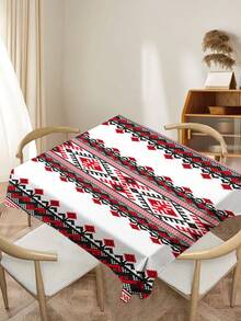 1pc Bohemian Geometric Series Print Tablecloth, Modern Polyester Rectangular/Round Waterproof Tablecloth, Digital Printing Suitable For Living Room, Home, Outdoor Dining Table, Small Round Table - Multicolor - View 11