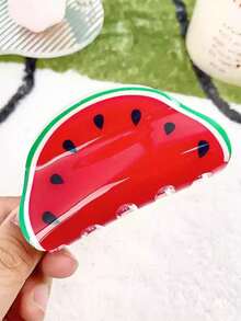 1pc Women Elegant Acrylic Fruit Lemon Watermelon Kiwi Hair Claw Clip, Large Size Non-Slip Fashion Hair Accessory, Suitable For Daily Use And As Gift, Hair Slide, Hair Barrettes