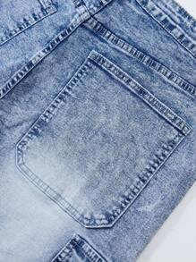 Shorts cargo casuales de denim elástico con múltiples bolsillos para hombre