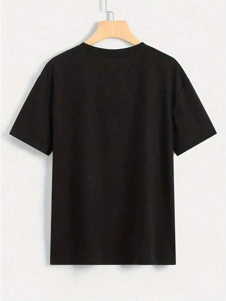 Papasaurus Dinosaur Dad T-Shirt "Awesome Papa" , Men's T-Shirt With Round Neck, 220 G/M², For Summer, Made Of Pure Cotton, Short Sleeves (1 Piece) - 黑色 - 查看 3