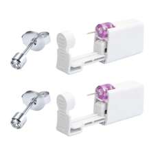 2 pezzi Kit per foratura orecchie fai da te con orecchini incorporati - Set di strumenti per foratura orecchie usa e getta