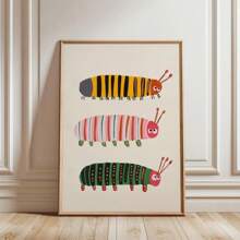 1 Stück/Set Insekten Wandkunst, Raupenposter-Drucke, moderne minimalistische bunte Insekten-Cartoon-Wandkunst für Schlafzimmerdekoration, ohne Rahmen