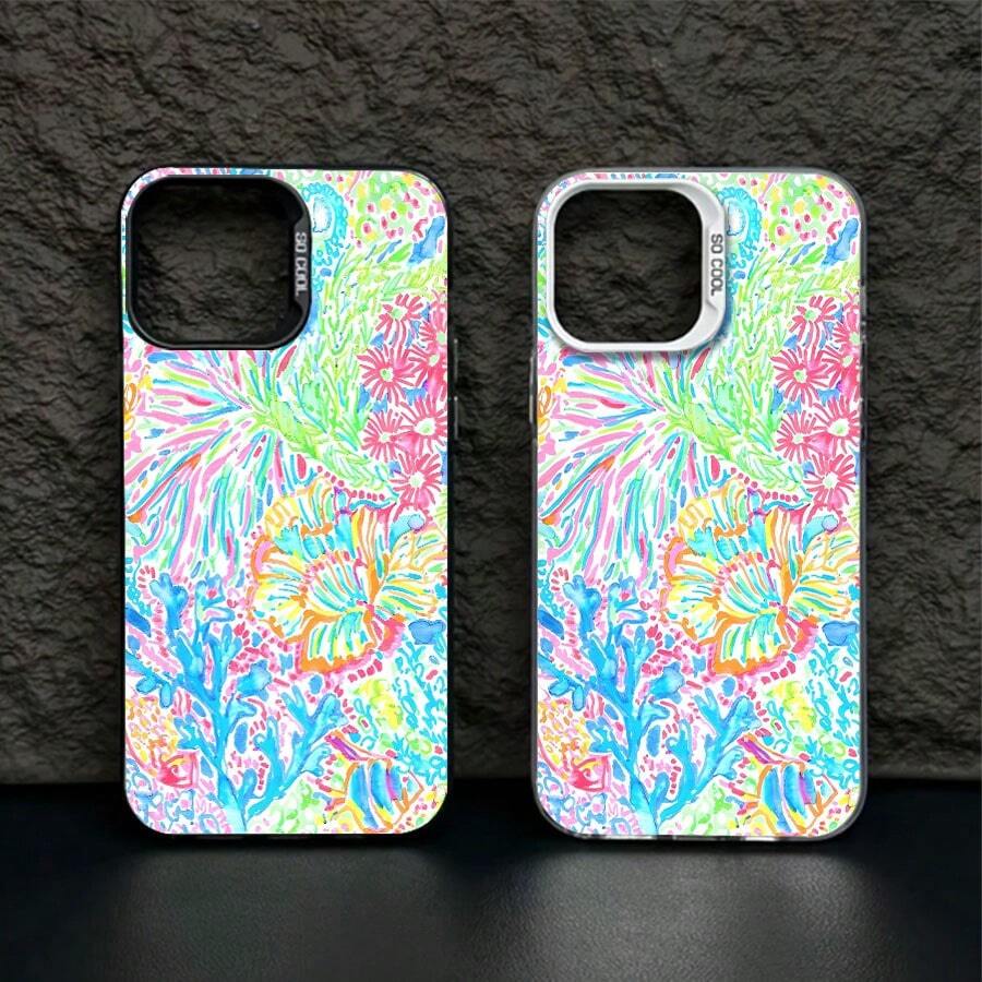 Preppy Coastal Summer Flowers Element-Design Phone Case, Suitable For IPhone Models 16, 15, 14 Pro Max, 13, 12, 11, XR, XS Plus Phone Cases, Made Of TPU Silicone Material, Providing Shock And Drop Protection, With Drop Protection Function, And Has A Very Good Hand Feel. It Is The Most Suitable Gift For Family, Friends, And Loved Ones. - LB22 màu đen - Xem 1