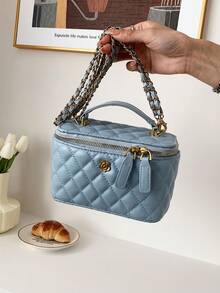 Bolsa de mano con caja de moda nueva, bolso de hombro/cruzado simple - Azul - Ver 6