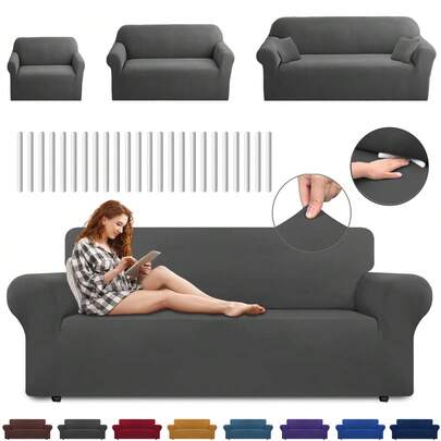 Juego de Protector Cubre Sala Elástico Strech Fit. Renueva tu Sala sin gastar más. Juego Completo: Incluye Protectores de Sofá de 1, 2 y 3 plazas.Juego de sofá de 3 piezas, funda de sofá, funda de sillón, funda de sofá doble elástica, funda de muebles antideslizante suave lavable, asiento individual (90-130 cm) asiento doble (140-170 cm) tres asientos (180-230 cm) ,Para proteger su muebles.