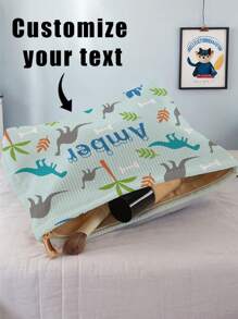 1pc Customized Name Pattern Corduroy Toiletry Bag, Excellent Choice For Organizing Toiletries For Travel, Can Be Customized According To Your Unique Design, Very Suitable For Children And Teenagers, Print Your Own Name Or Print Sister And Classmate's Name As A Gift