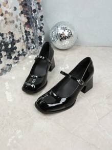 Chaussures Rétro de style Babies français, talons hauts nouvelles arrivées de printemps, escarpins de style coréen de couleur unie, petite et grande tailles, bout carré à talon épais