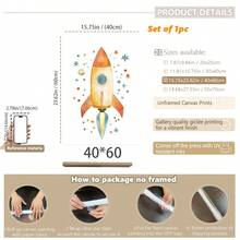 宇宙梦想家婴儿房三件套：1/3 太空冒险版画，配有漂浮的宇航员、土星环和复古火箭 - 独家婴儿星系墙饰套装。太空婴儿房装饰，宇航员婴儿墙饰，漂浮的星球版画，复古火箭婴儿房装饰， - 彩色 - 查看 27