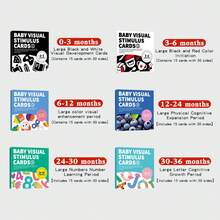 1盒15张黑白卡片，30种不同图案，新生儿早教训练卡，用于高对比度婴儿视觉刺激，儿童视觉追踪训练卡和视觉刺激卡，婴儿视觉刺激黑白卡，学习卡礼物 - 大號視覺激發卡 - 查看 9