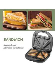 SCISHARE 1PC 850W 3-In-1 Waffle Maker, Sandwich Maker & Panini Press Grill | Removable Super Non-Stick Ceramic Plates | EU Plug | Versatile Electric Cooker For Grilled Cheese, Tuna Melts, Burgers, Steaks & Snacks, Black, Easy Plate Replacement