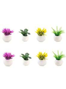 8pcs/Set Miniature Plant Kits For Dollhouse, Miniature Dollhouse Plants, Miniature Bonsai Decorations For Dollhouse Garden