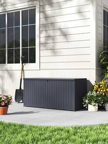 LIVINGANDHOME Living And Home 125L Waterproof Storage Box - Heavy-Duty Outdoor Garden Cushion Organizer With Lockable Lid  Black/Grey - Grey - View 6