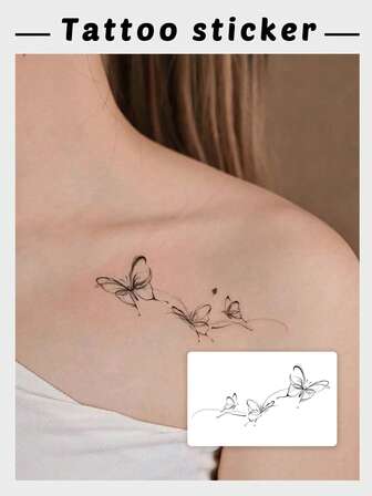 1 件追逐蝴蝶临时纹身贴纸，时尚，防水，防汗，男女通用