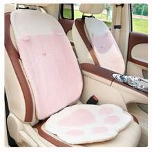 1件装毛绒座垫冬季创意猫爪格纹汽车保暖防滑座垫四季通用汽车座垫