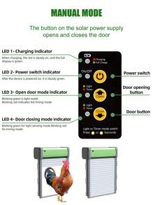 باب ذكي آلي جديد بريموت كنترول، مقاوم للماء بمعيار IP67، متعدد أوضاع التشغيل، يعمل بالطاقة الشمسية، مناسب للحيوانات الأليفة والطيور والأرانب والأوز