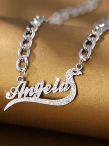 Collier sablé personnalisé à simple couche, pendentif personnalisé avec nom et symbole du serpent zodiac brillant, chaîne gourmette en acier inoxydable 201, nouvelle bijouterie 2025, cadeau pour la Saint-Valentin, la Fête des Mères, l'anniversaire, l'anniversaire de mariage