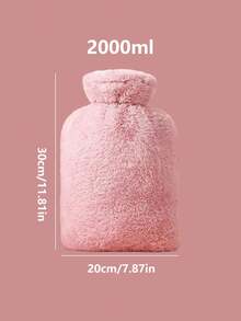 1个粉色灰色毛绒热水袋充水暖水袋加厚防爆热敷寝具专用充水硅胶暖手袋暖手宝 - 彩色 - 查看 14