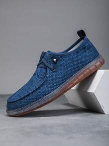 Mocassins décontractés à enfiler pour homme - Chaussures décontractées légères et respirantes, couleur unie, semelle en caoutchouc, confortables et basses, chaussures décontractées à la mode, respirantes et confortables