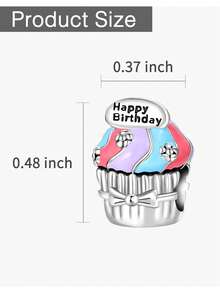 Silver Plated Charm Cake Cup Eggbeater Love Birthday Cake Series Pink Pendant Charm Pendant Ball Suitable For Bracelets DIY Women's Jewelry - Silver - View 11