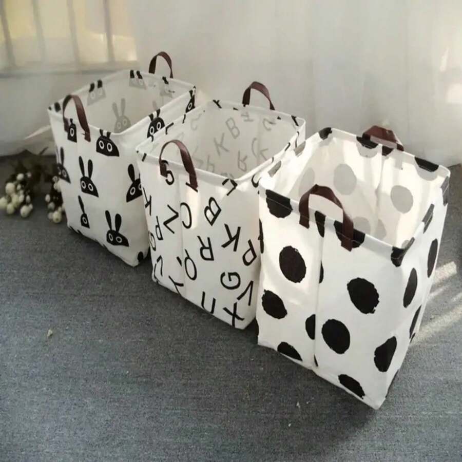 Cesta de lavandería de algodón y lino, cesta de ropa sucia, cesta de lavandería plegable, cesta de almacenamiento de artículos diversos para el hogar - UNO - Ver 1