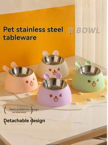1pc Cat Bowls, Dog Food Bowls, Double Bowls, Dog Bowls, Rice Bowls, Cat Rice Bowls, Slanted Mouth Water Bowls To Prevent Spilling, Cat Food Bowls, Pet Supplies - Multicolor - View 5