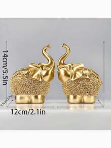 2 pièces Figurine d'éléphant porte-bonheur créative, artisanat pour le salon, le bureau, le pendaison de crémaillère, Noël, la remise des diplômes, les cadeaux d'anniversaire