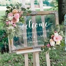 2 Peças Decorações Florais Clássicas Decorações de Casamento Flores Simuladas na Parte de Trás da Cadeira Guirlanda de Flores Artificiais - Flores Artificiais Brancas/Laranja/Rosa para Decorar Mesas de Jantar, Costas de Cadeiras, Escadas, Decorações de Flores Artificiais com Folhagem de Plástico, Adequado para Arcos de Casamento - Multicolorido - Visão 17