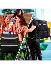 Waterproof Expandable Thermal Backpack With Reflective Strip For Motorcycle And Bicycle Delivery Drivers. - 黑色 - 查看 4