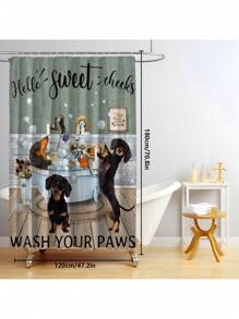 1pc/4pcs Funny Dogs Dachshund Shower Curtain Set Including Shower Curtain With 12 Plastic Hooks, Bathroom Non-Slip Mat, Toilet U-Shaped Mat, Cover Mat Vintage Animal Pets Cute Hilarious Modern Home Decor Bathroom Accessories Back To School