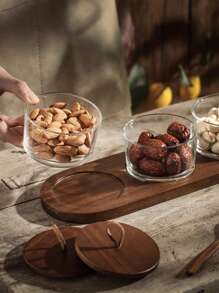 1 set, boîte de rangement multifonctionnelle en bambou, convient pour les collations, les fruits, les noix et les bonbons - idéal pour la cuisine, le café, le bureau et l'organisation de la maison