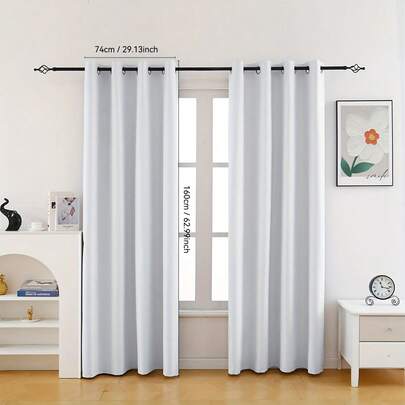 1pc Solid Color Blackout Curtain Panel - Thermal Insulated Window Drapes For Room Darkening, Bedroom, Game Room, Living Room, Dormitory, Office, And Home Decoration