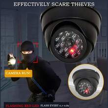 4pcs New Simulation Camera Dome Fake Monitor, Home Monitoring Camera, Indoor/Outdoor Simulation Anti-Theft Alarm, With Flashing Red LED Camera, This Camera Does Not Include Batteries, Fake Camera Without WiFi - Black - View 4