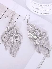 1 Pair Fashionable Korean Vintage Hollow Tree Leaf Tassel Earrings For Women, Daily Wear & Gift