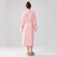 1pc Plush Robe, Shawl Collar Long Robe, Coral Fleece Bathrobe, Warm Fuzzy Robe For Adults Men Women, Hotel/Spa Use, All Season, Absorbent & Quick Dry, Loose Fit, Multiple Colors, Minimalist Design, Bathroom & Home Essentials