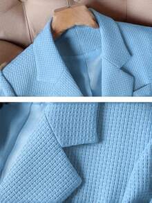 HOMEYEE Women's Vintage Elegant Lapel Long Sleeve Blouse, Casual Business Office Lady Top Coat For Autumn & Winter - 藍色 - 查看 3