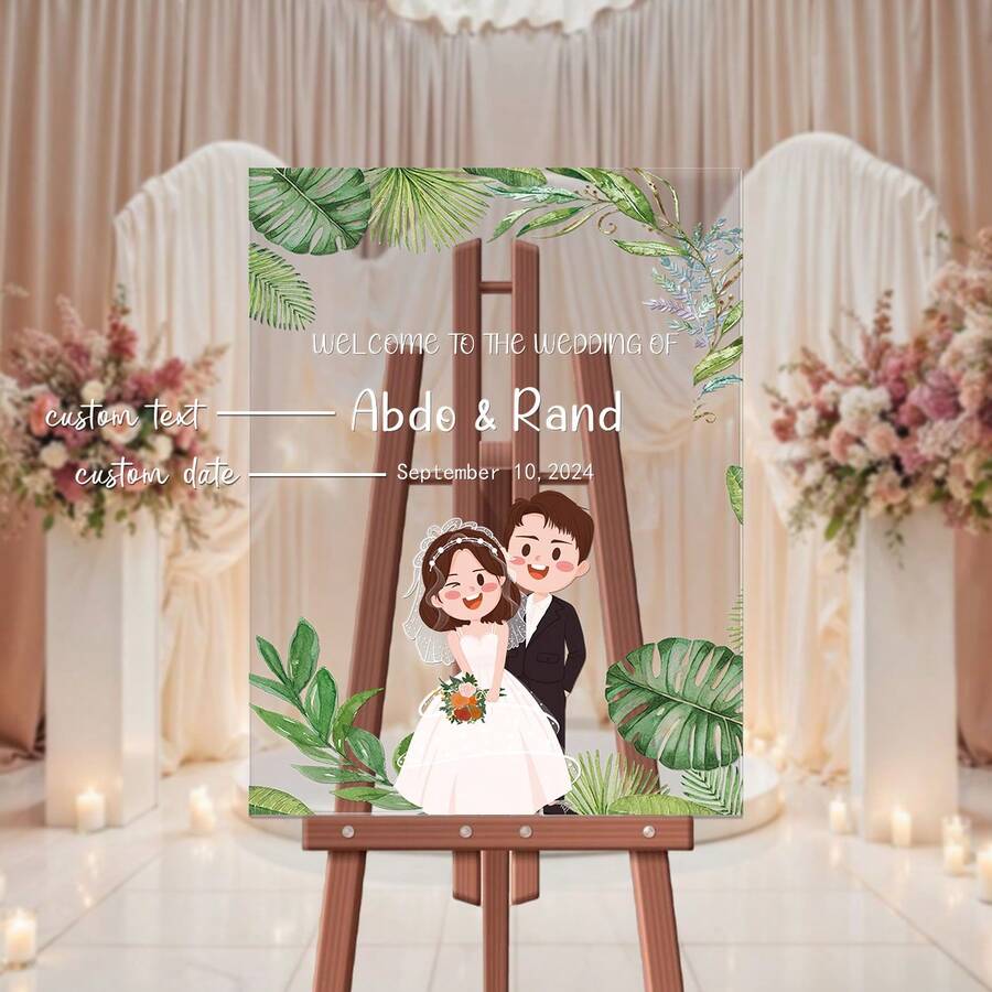 Custom Wedding Welcome Signs, Personalized Acrylic Wedding Welcome Signs, - Elegant Decorations Suitable For Weddings, Engagements, Holidays, Parties, Anniversaries, Birthdays, And Rustic-Style Weddings. Stylish Welcome Signs For Unforgettable Celebrations. - Style 2 - View 1