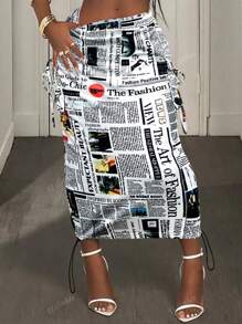 Nuova gonna corta alla moda e chic, stile casual da strada, con stampa digitale creativa, ampia e comoda, per donne