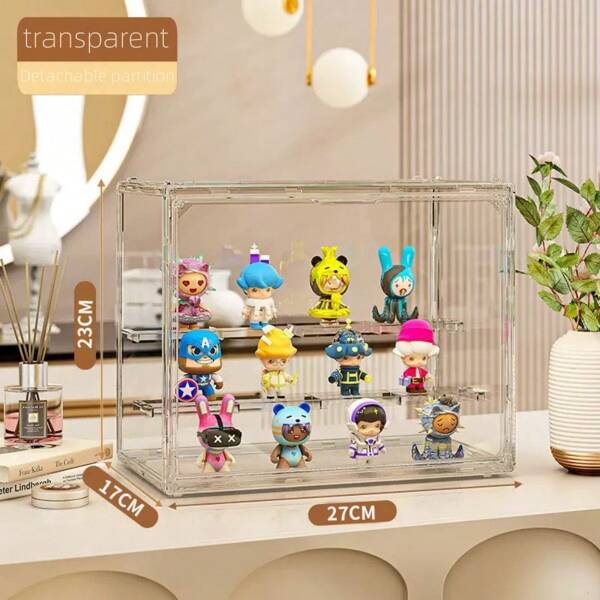 1pc Blind Box Display Rack, Doll Display Cabinet, Transparent Storage Box For Dust Prevention, Collectible Figurine Display Case