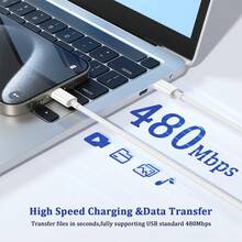 60W Type-C 转 Type-C 快速充电线，兼容 16/15 系列，兼容三星，以及其他兼容 16、16 Pro Max、15、15 Plus、15 Pro、15 Pro Max 的 Type-C 设备，兼容 Redmi，兼容 OnePlus Type C 充电器 - 白色 - 查看 4