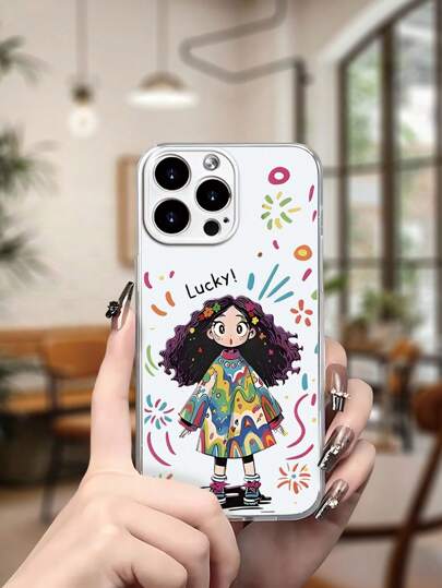 Étui de téléphone transparent d'été imprimé avec des motifs de fille graffiti aux cheveux violets, offrant une protection à 360 degrés pour iPhone 17 17Air 17Pro 17Pro Max 11 12 13 14 15 16 Pro Max XR X/XS 7 8 Plus 16E
