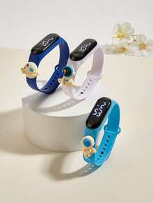 3 件儿童电子手表带数字 LED 显示屏，酷炫宇航员宇航员 M3 电子手表适合中小学生旅行，佩戴方便，时尚百搭，生日礼物，返校季礼物，返校季礼物，电子手表组合套装 - 彩色 - 查看 10