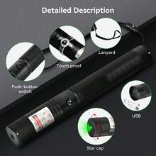 1pc Rechargeable High Power Green Laser Pointer Starry Cap: Powerful Green Laser Beam Pointer For Astronomy Demonstrations, Outdoor Camping, Cat Toys - one-size - View 5