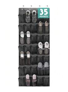 1 Stück stabiler Oxford Schuh Organizer zum Aufhängen an der Kleiderschranktür, mit 6/12/14/24/28/35 Taschen, große Taschen Hängeaufbewahrung für Schuhe, Mesh Rückseite für Tür, Schuhaufbewahrung, Oxford über die Tür Schuhorganizer, zum Aufhängen, platzsparend, schwarz