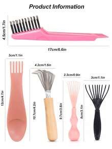 梳子清洁器气囊按摩梳清洁刷家用气垫按摩梳清洁爪清洁工具梳刷解开毛刷清洁工具毛刷清洁器耙梳清洁刷迷你毛刷清洁工具用于去除头发灰尘家庭和沙龙使用，发刷，梳子，美发工具，理发店美发产品和配件美容旅行必需品，返校，旅行度假必需品，女士发饰 - 彩色 - 查看 3