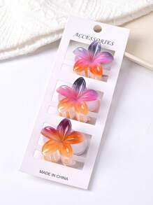 3 Peças Presilhas de Cabelo com Garra de Padrão Floral Colorido da Moda para Rabos de Cavalo Pequenos, Acabamento Brilhante, Acessórios de Cabelo da Moda para Primavera/Verão, Presilha de Cabelo Elegante