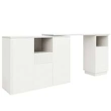 Flieks 360° Swivelling Bar Table, Breakfast Bar With Open Storage Space, Modern And Sleek Design, Innovative Kitchen Islands, Suitable For Dining Room, 198.5x30x75cm - White - View 11