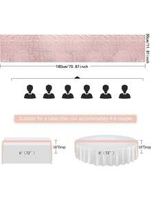 1pc - Solid Color Sequin Party Table Runner, Sparkle Table Banner, Party Decor, Table Decor - Rose Gold - View 2